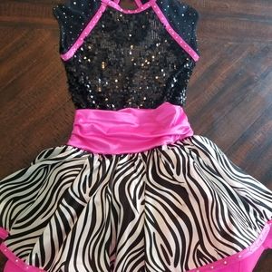 Zebra Black and Pink Dance Recital Competition Costume Weissman Size SA